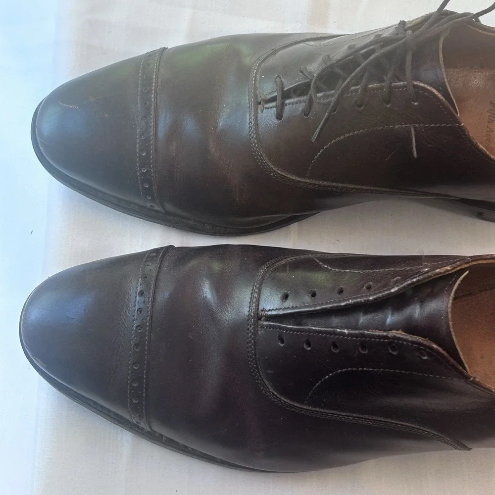Allen Edmonds Fifth Avenue Brown Leather Oxford Lace Cap Toe Shoes Men 13C